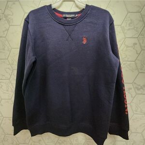 Nwt U.S. Polo Assn. Boys Sz L 10-12 Print Sleeve Fleece Crewneck Sweatshirt